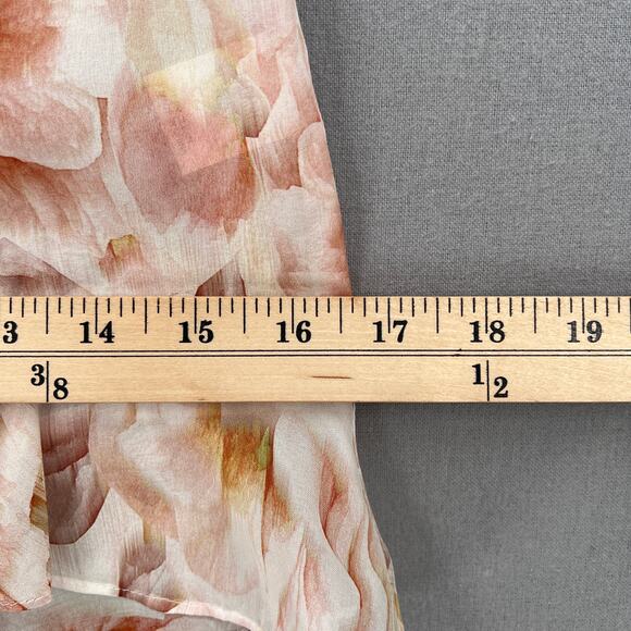 LADAIRE Silk Button Front Ruffle Tank Women XS Pink Floral V Neck Wide Strap New - Picture 10 of 11
